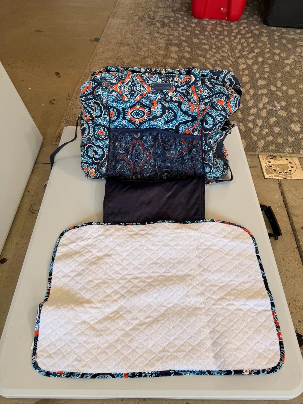 Vera Bradley Stroll Around Baby bag -Quilted Bag in Navy, Teal & Coral Paisley